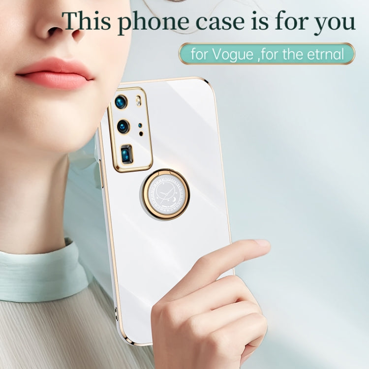 XINLI Straight Edge 6D Electroplate TPU Phone Case with Ring Holder, For Huawei P40, For Huawei P40 Pro, For Honor 20