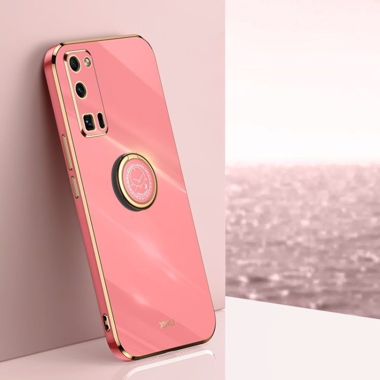 XINLI Straight Edge 6D Electroplate TPU Phone Case with Ring Holder, For Honor 30 Pro, For Honor 30S, For Honor 30 Youth