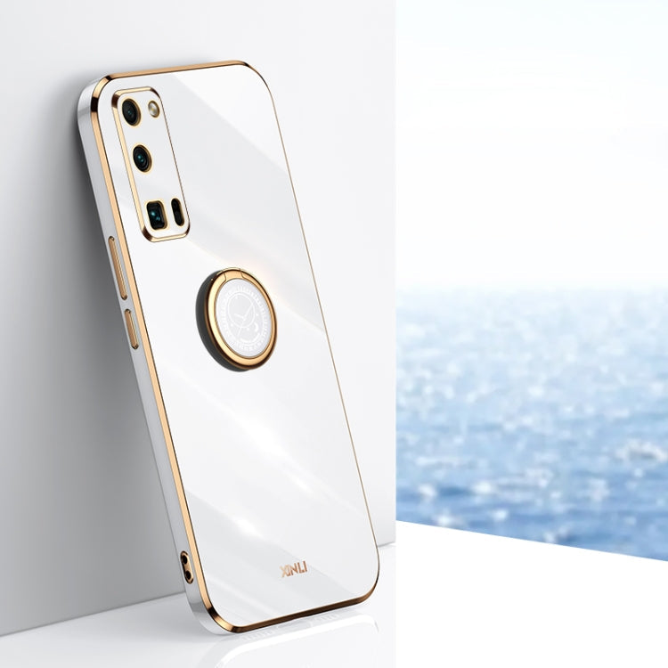 XINLI Straight Edge 6D Electroplate TPU Phone Case with Ring Holder, For Honor 30 Pro, For Honor 30S, For Honor 30 Youth