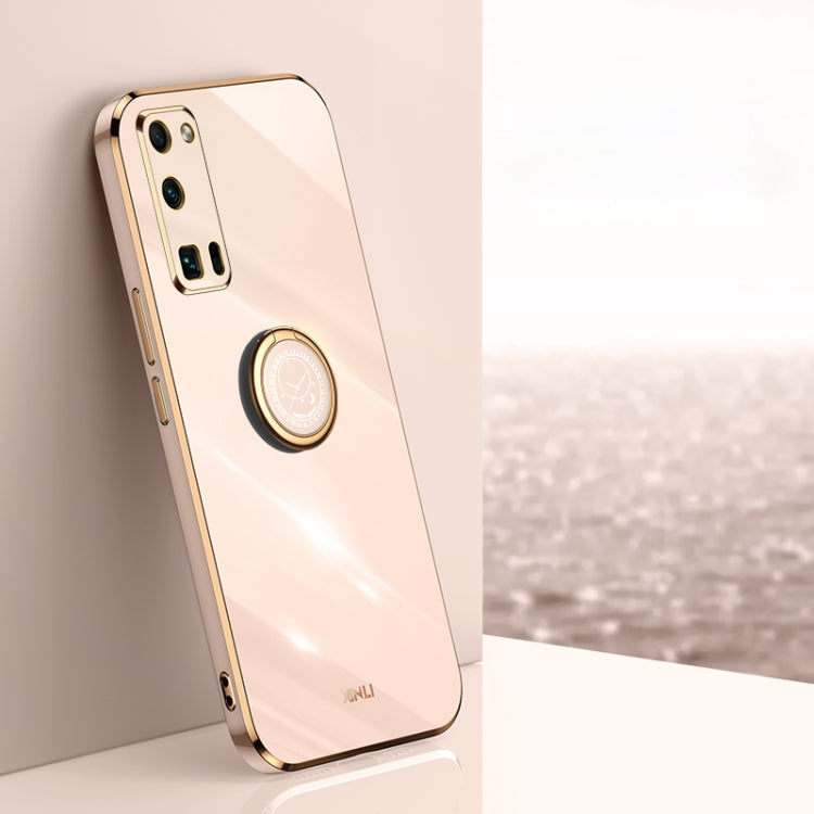 XINLI Straight Edge 6D Electroplate TPU Phone Case with Ring Holder, For Honor 30 Pro, For Honor 30S, For Honor 30 Youth