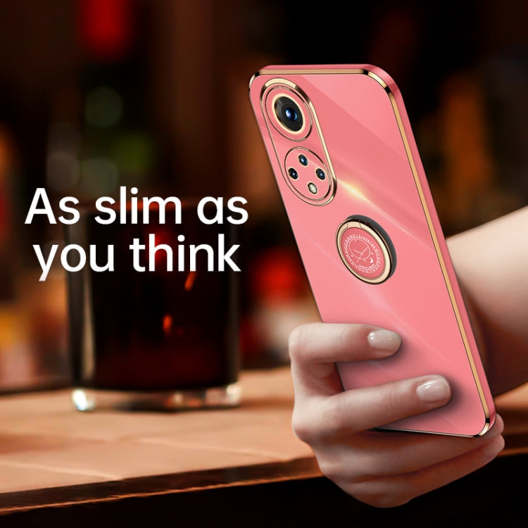 XINLI Straight Edge 6D Electroplate TPU Phone Case with Ring Holder, For Honor 50, For Honor 50 SE, For Honor Play 3