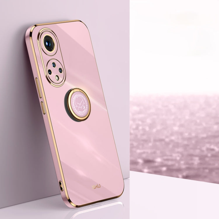 XINLI Straight Edge 6D Electroplate TPU Phone Case with Ring Holder, For Honor 50, For Honor 50 SE, For Honor Play 3