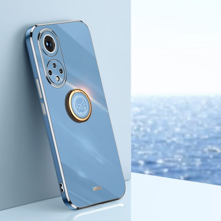 XINLI Straight Edge 6D Electroplate TPU Phone Case with Ring Holder, For Honor 50, For Honor 50 SE, For Honor Play 3