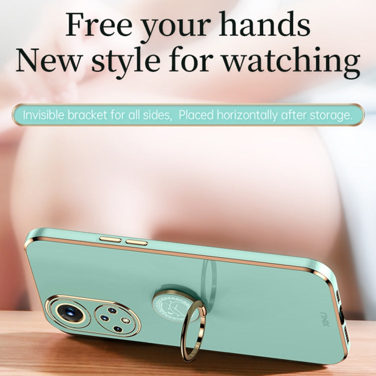 XINLI Straight Edge 6D Electroplate TPU Phone Case with Ring Holder, For Honor 50 Pro