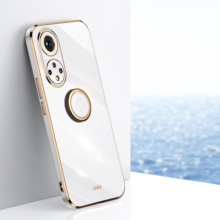 XINLI Straight Edge 6D Electroplate TPU Phone Case with Ring Holder, For Honor 50 Pro