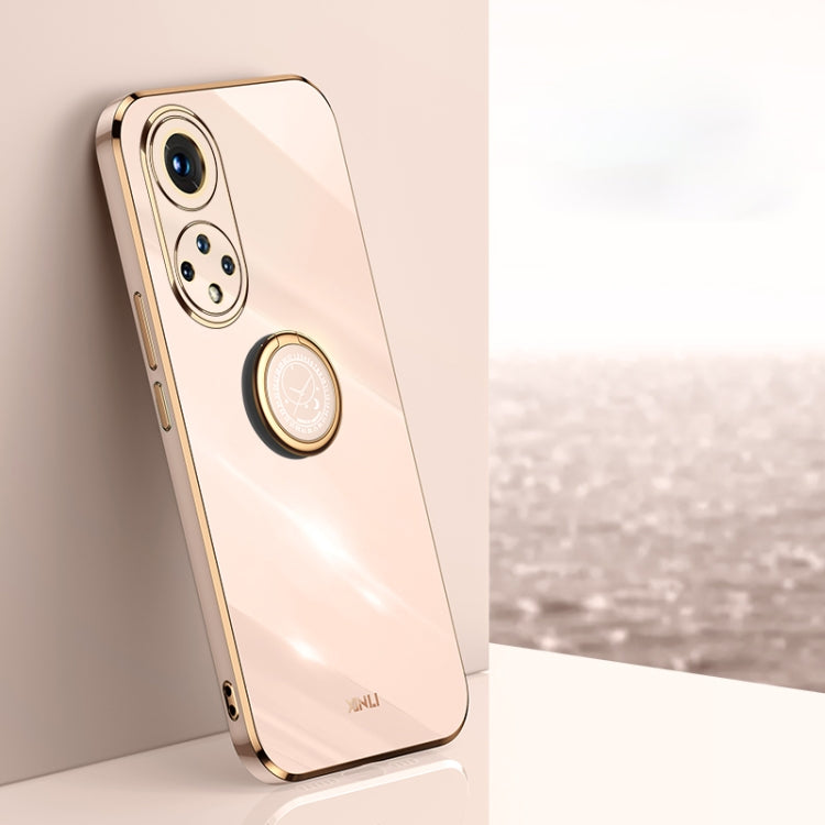 XINLI Straight Edge 6D Electroplate TPU Phone Case with Ring Holder, For Honor 50 Pro