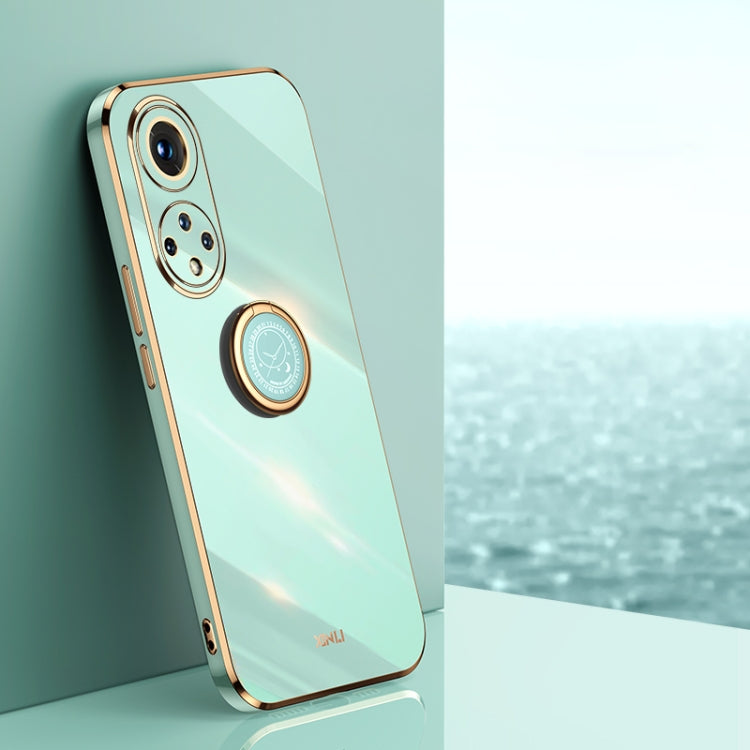 XINLI Straight Edge 6D Electroplate TPU Phone Case with Ring Holder, For Honor 50 Pro