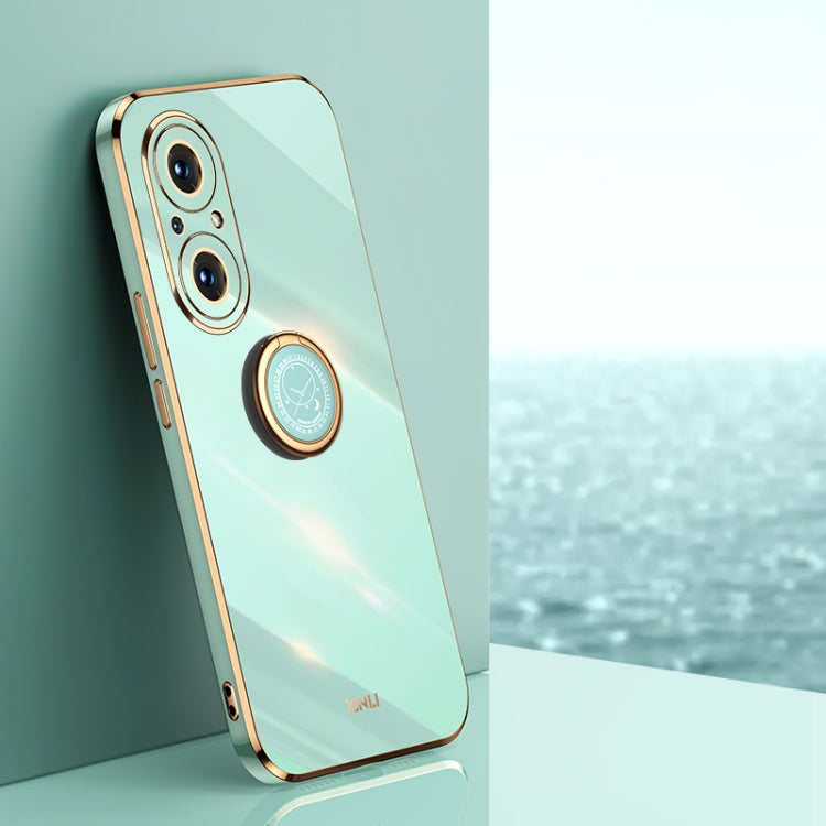 XINLI Straight Edge 6D Electroplate TPU Phone Case with Ring Holder, For Honor 50, For Honor 50 SE, For Honor Play 3