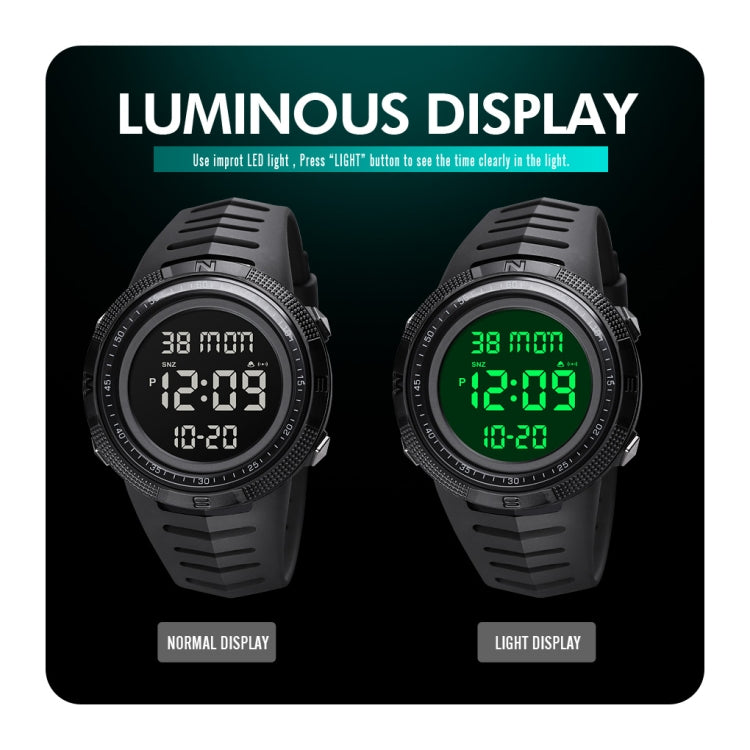 SKMEI 1632 Dual Time Display Luminous Electronic Watch, Support Alarm Clock