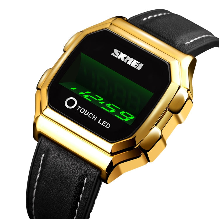SKMEI 1650 Leather Strap Version LED Digital Display Electronic Watch with Touch Luminous Button, Leather Strap Version