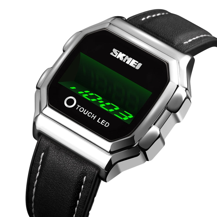 SKMEI 1650 Leather Strap Version LED Digital Display Electronic Watch with Touch Luminous Button, Leather Strap Version