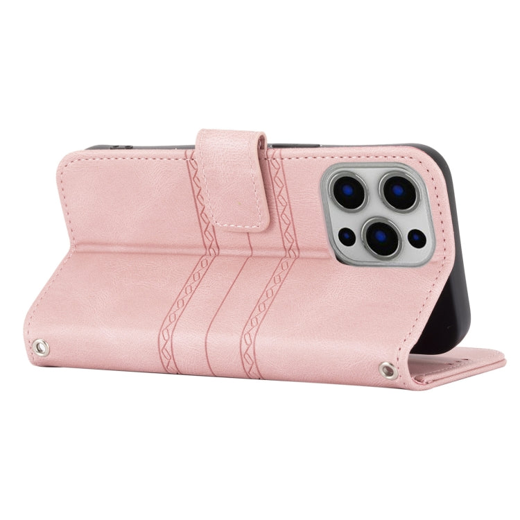 Embossed Striped Magnetic Buckle PU + TPU Horizontal Flip Leather Case with Holder & Card Slot & Wallet & Photo Frame & Sling, For iPhone 13 mini, For iPhone 13, For iPhone 13 Pro, For iPhone 13 Pro Max