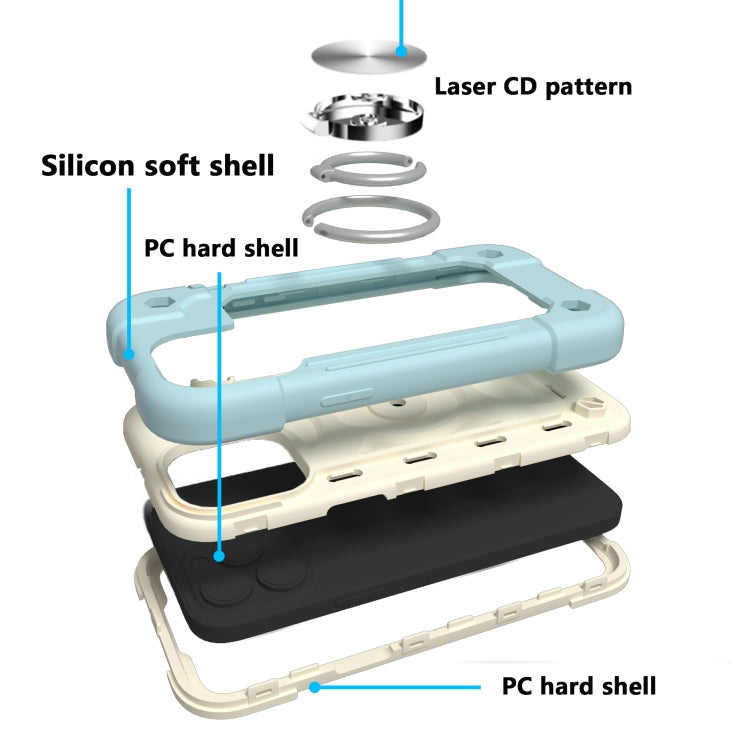 Shockproof Silicone + PC Protective Case with Dual-Ring Holder, For iPhone 13 mini, For iPhone 13