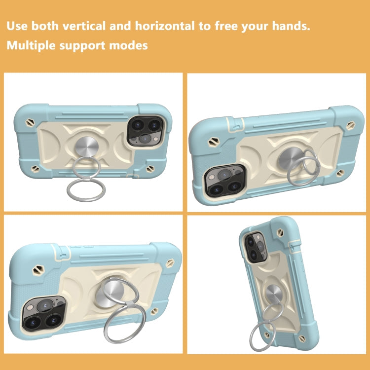 Shockproof Silicone + PC Protective Case with Dual-Ring Holder, For iPhone 13 mini, For iPhone 13