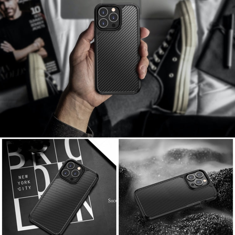 Pioneer Carbon Fiber Texture Shockproof TPU + PC Case, For iPhone 13 mini, For iPhone 13 Pro, For iPhone 13 Pro Max