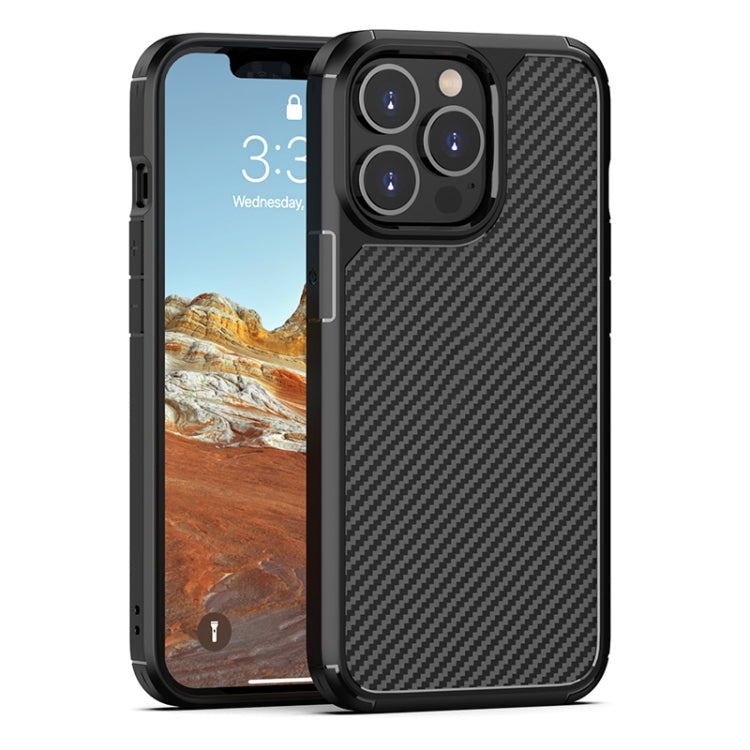Pioneer Carbon Fiber Texture Shockproof TPU + PC Case, For iPhone 13 mini, For iPhone 13 Pro, For iPhone 13 Pro Max