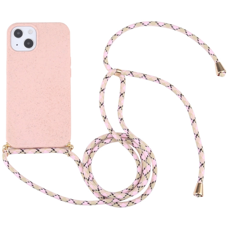 Wheat Straw Material + TPU Shockproof Case with Neck Lanyard, For iPhone 13 mini, For iPhone 13, For iPhone 13 Pro