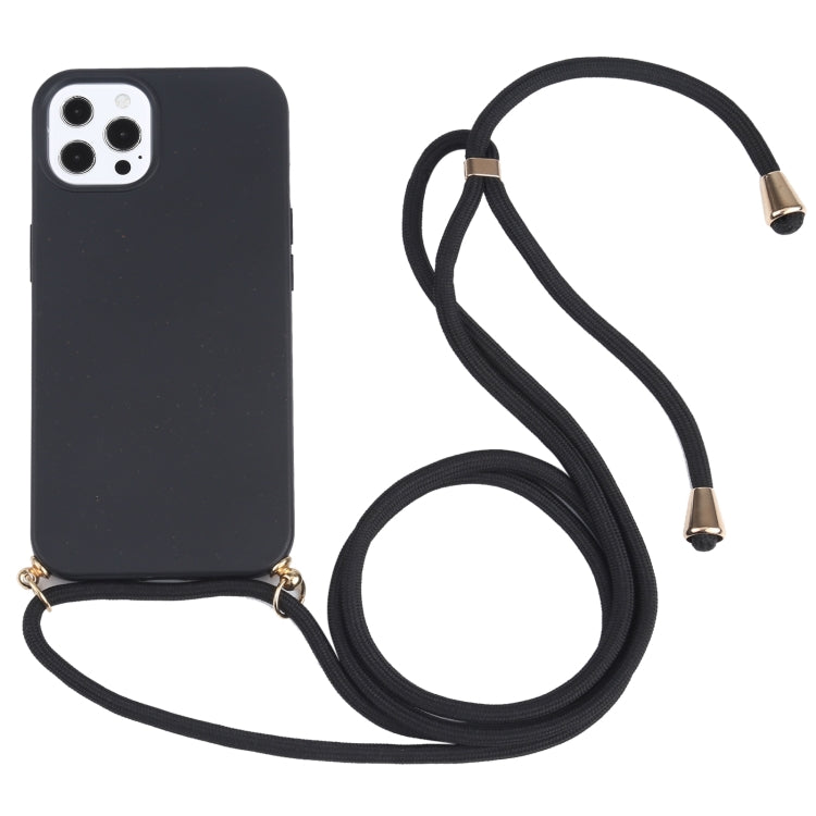 Wheat Straw Material + TPU Shockproof Case with Neck Lanyard, For iPhone 13 mini, For iPhone 13, For iPhone 13 Pro