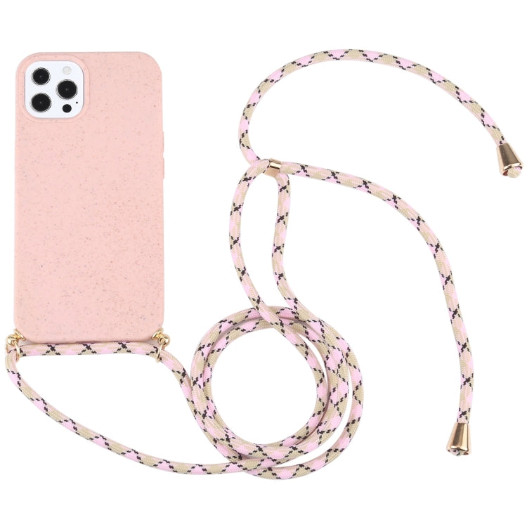 Wheat Straw Material + TPU Shockproof Case with Neck Lanyard, For iPhone 13 Pro Max