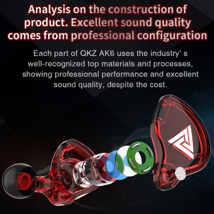 QKZ AK6-X 3.5mm In-Ear Wired Subwoofer Sports Earphone with Microphone, Cable Length: About 1.2m, 1 PCS