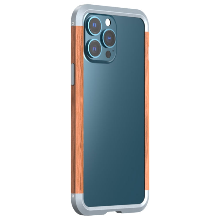 R-JUST Shockproof Iron + Wood Bumper Protective Case, For iPhone 13 Pro Max