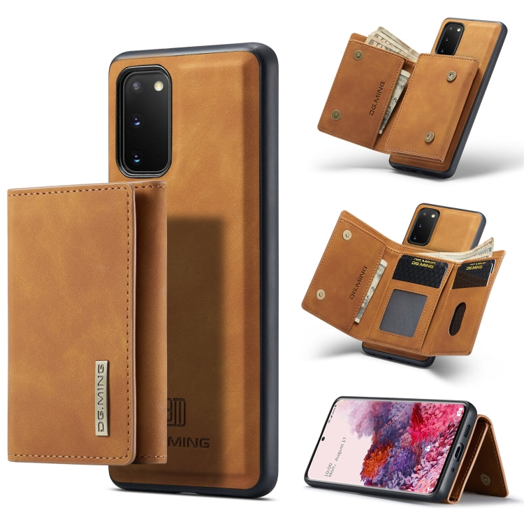 DG.MING M1 Series 3-Fold Multi Card Wallet  Back Cover Shockproof Case with Holder Function, For Samsung Galaxy S20