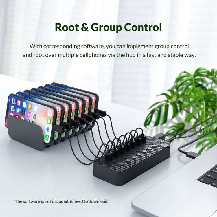ORICO CT2U3-7AB-WH 7 In 1 Plastic Stripes Multi-Port USB HUB with Individual Switches, CT2U3-7AB-BK US Plug, CT2U3-7AB-WH US Plug