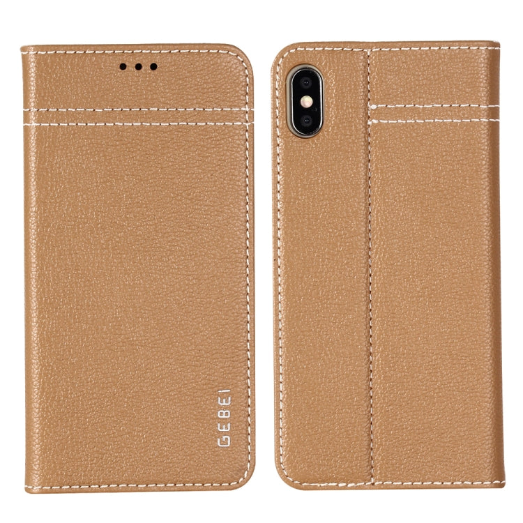 GEBEI Top-grain Leather Horizontal Flip Protective Case with Holder & Card Slots, For iPhone XS Max
