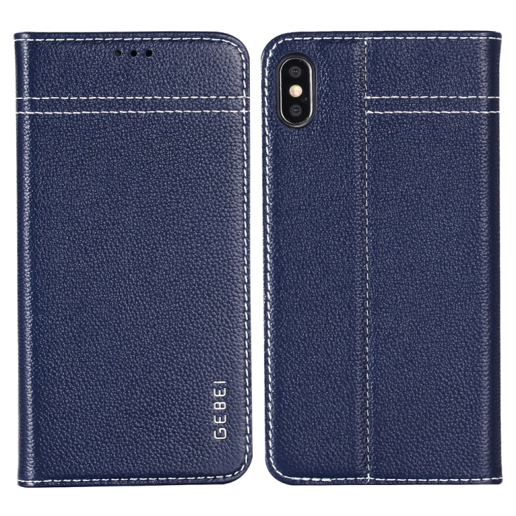 GEBEI Top-grain Leather Horizontal Flip Protective Case with Holder & Card Slots, For iPhone XS Max
