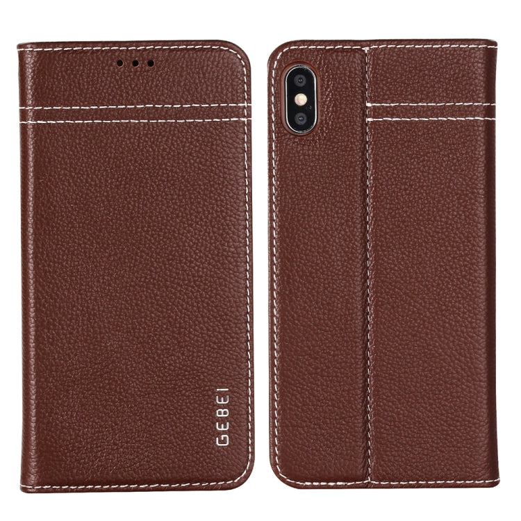 GEBEI Top-grain Leather Horizontal Flip Protective Case with Holder & Card Slots, For iPhone XS Max