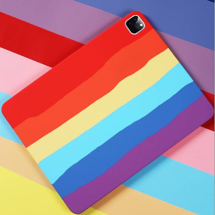 Rainbow Liquid Silicone + PC Shockproof Protective Case, For iPad Pro 12.9 inch 2020