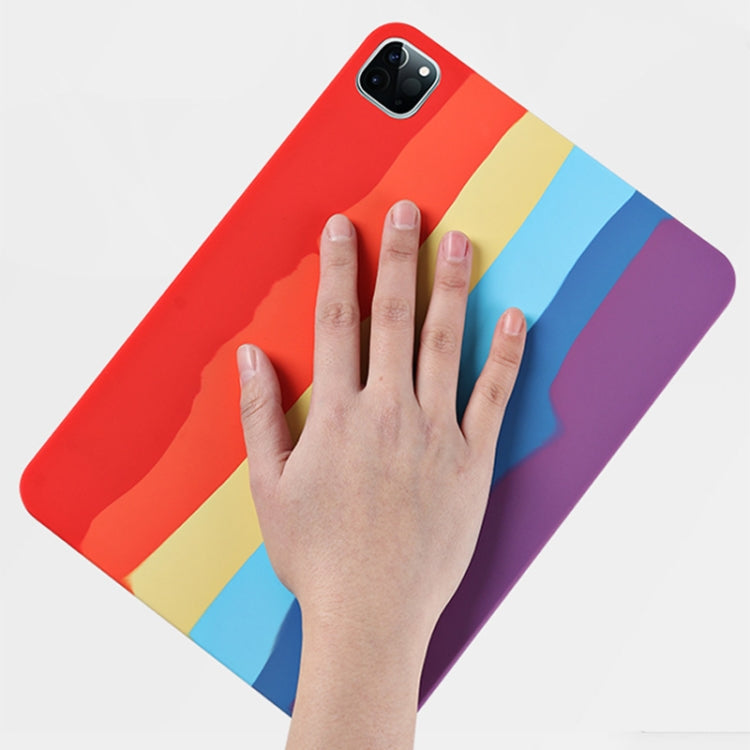Rainbow Liquid Silicone + PC Shockproof Protective Case, For iPad Pro 12.9 inch 2020