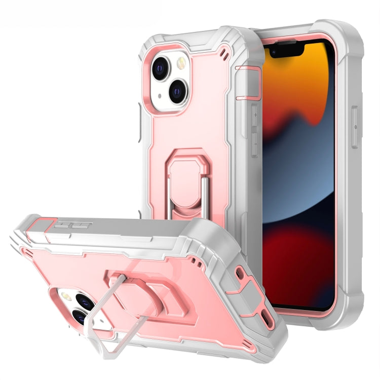 PC + Rubber 3-layers Shockproof Protective Case with Rotating Holder, For iPhone 13 mini, For iPhone 13