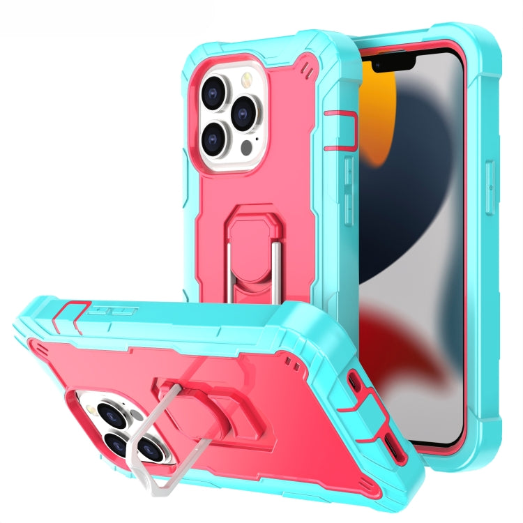 PC + Rubber 3-layers Shockproof Protective Case with Rotating Holder, For iPhone 13 Pro, For iPhone 13 Pro Max