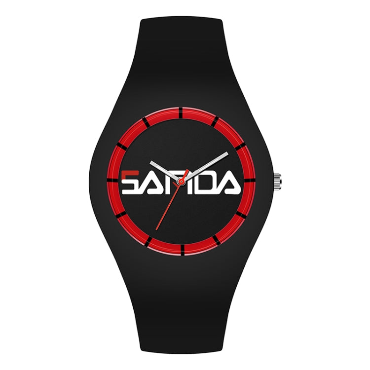SANDA 6076 Simple Scale Round Dial Ladies Silicone Strap Quartz Watch