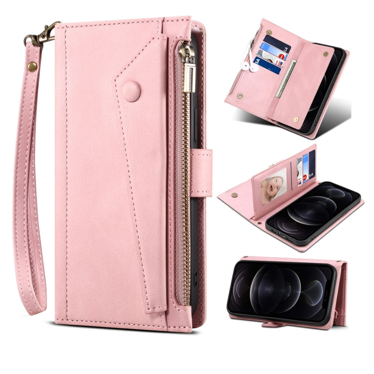 Retro Frosted Horizontal Flip Leather Case with Holder & Card Slot & Wallet & Zipper Pocket & Lanyard, For iPhone 13 Pro Max, For iPhone 13 Pro, For iPhone 13, For iPhone 13 mini, For iPhone 12 Pro Max, For iPhone 12 Pro