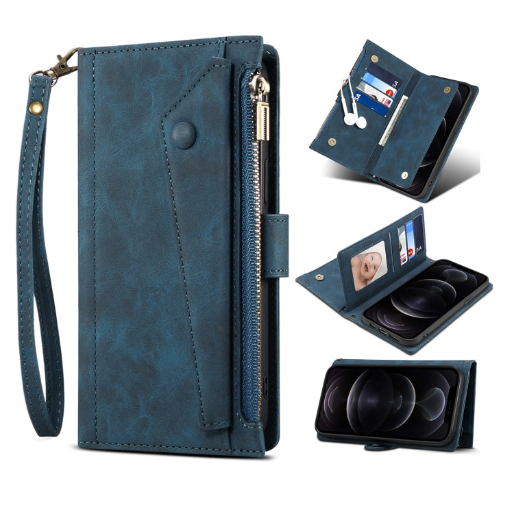 Retro Frosted Horizontal Flip Leather Case with Holder & Card Slot & Wallet & Zipper Pocket & Lanyard, For iPhone XS Max, For iPhone SE 2022 / SE 2020 & 8 & 7, For iPhone 6 & 6s, For iPhone 8 Plus & 7 Plus, For iPhone 6 Plus & 6s Plus, For iPhone 11