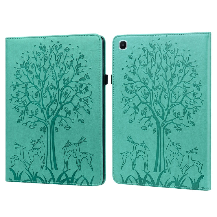 Tree & Deer Pattern Pressed Printing Horizontal Flip PU Leather Case with Holder & Card Slots & Sleep / Wake-up Function, For Samsung Galaxy Tab A7 10.4 2020, For Samsung Galaxy Tab S6 Lite