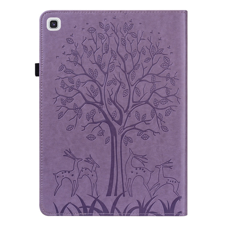 Tree & Deer Pattern Pressed Printing Horizontal Flip PU Leather Case with Holder & Card Slots & Sleep / Wake-up Function, For Samsung Galaxy Tab A7 10.4 2020, For Samsung Galaxy Tab S6 Lite