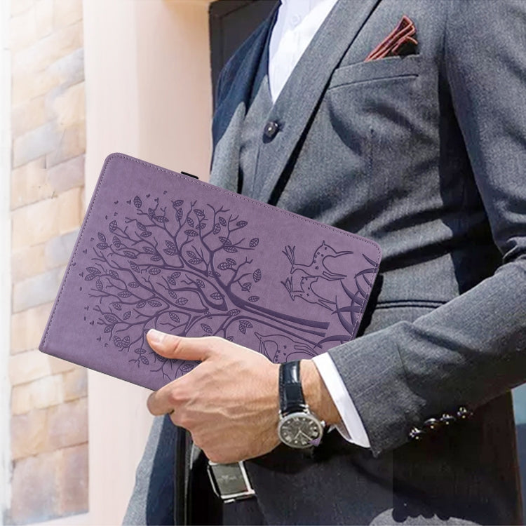Tree & Deer Pattern Pressed Printing Horizontal Flip PU Leather Case with Holder & Card Slots & Sleep / Wake-up Function, For Samsung Galaxy Tab A7 10.4 2020, For Samsung Galaxy Tab S6 Lite