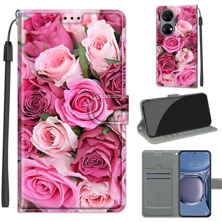 Voltage Coloured Drawing Magnetic Clasp Horizontal Flip PU Leather Case with Holder & Card Slots, For Huawei P50