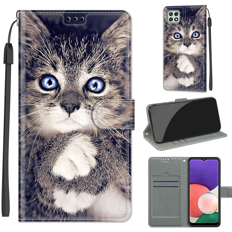 Voltage Coloured Drawing Magnetic Clasp Horizontal Flip PU Leather Case with Holder & Card Slots, For Samsung Galaxy A22 5G