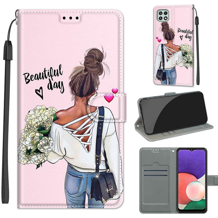 Voltage Coloured Drawing Magnetic Clasp Horizontal Flip PU Leather Case with Holder & Card Slots, For Samsung Galaxy A22 5G