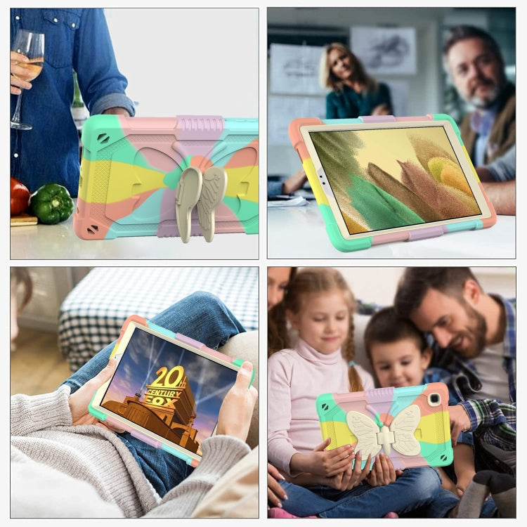 Beige PC + Silicone Anti-drop Protective Case with Butterfly Shape Holder & Pen Slot, For Samsung Galaxy Tab A7 Lite 8.7 SM-T220 / SM-T225