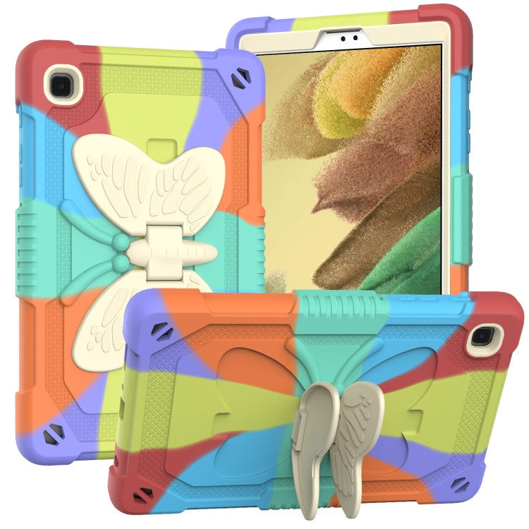 Beige PC + Silicone Anti-drop Protective Case with Butterfly Shape Holder & Pen Slot, For Samsung Galaxy Tab A7 Lite 8.7 SM-T220 / SM-T225
