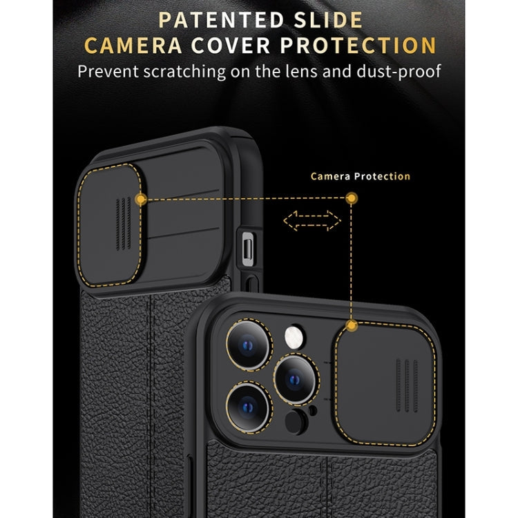 Litchi Texture Sliding Camshield TPU Protective Case, For iPhone 13 mini, For iPhone 13, For iPhone 13 Pro, For iPhone 13 Pro Max