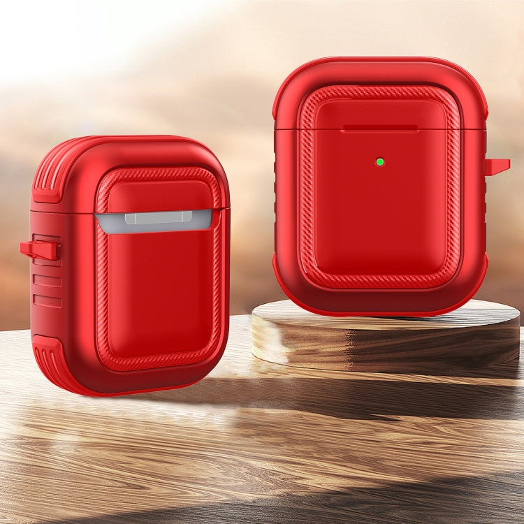 Wireless Earphones Shockproof TPU + PC Protective Case with Carabiner, For AirPods 1 / 2