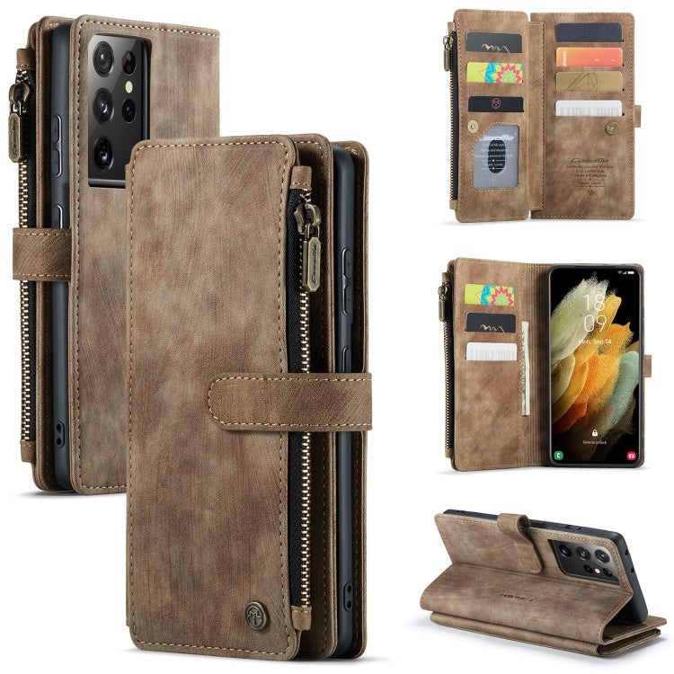 CaseMe-C30 PU + TPU Multifunctional Horizontal Flip Leather Case with Holder & Card Slot & Wallet & Zipper Pocket, For Samsung Galaxy S21+ 5G, For Samsung Galaxy S21 Ultra 5G, For Samsung Galaxy S21 FE
