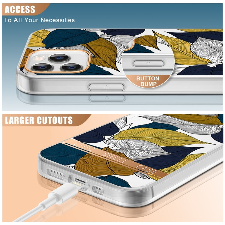 High Translucent Electroplating Flower Pattern TPU + PC Shockproof Case, For iPhone 13, For iPhone 13 Pro Max