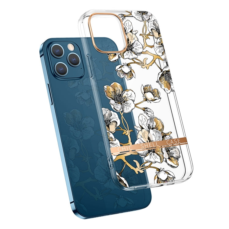 High Translucent Electroplating Flower Pattern TPU + PC Shockproof Case, For iPhone 13, For iPhone 13 Pro Max